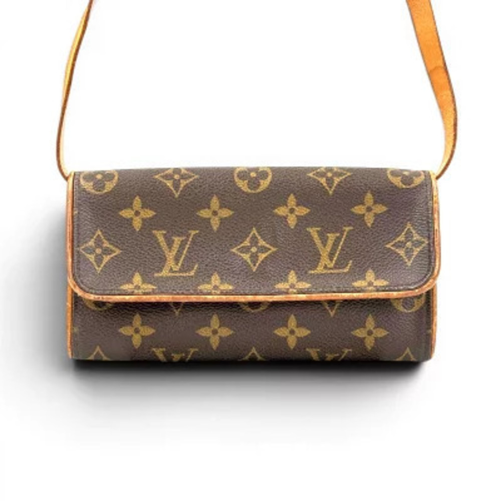 Louis Vuitton Pochette Twin Monogram Canvas Pouch Shoulder Bag Brown